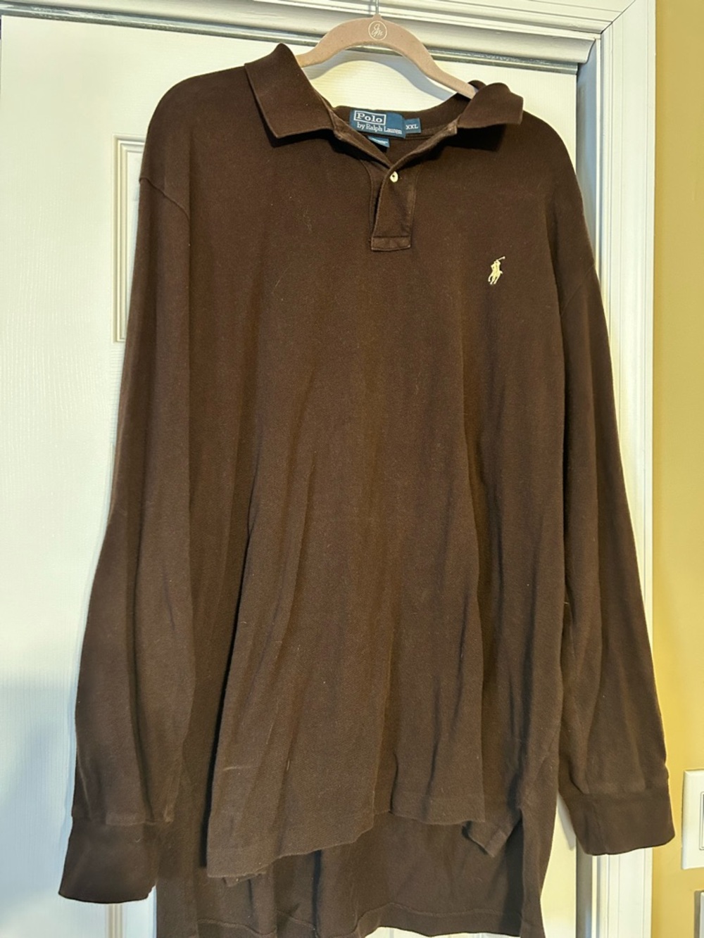 Ralph Lauren Brown Long-Sleeve Polo with Gold Pony